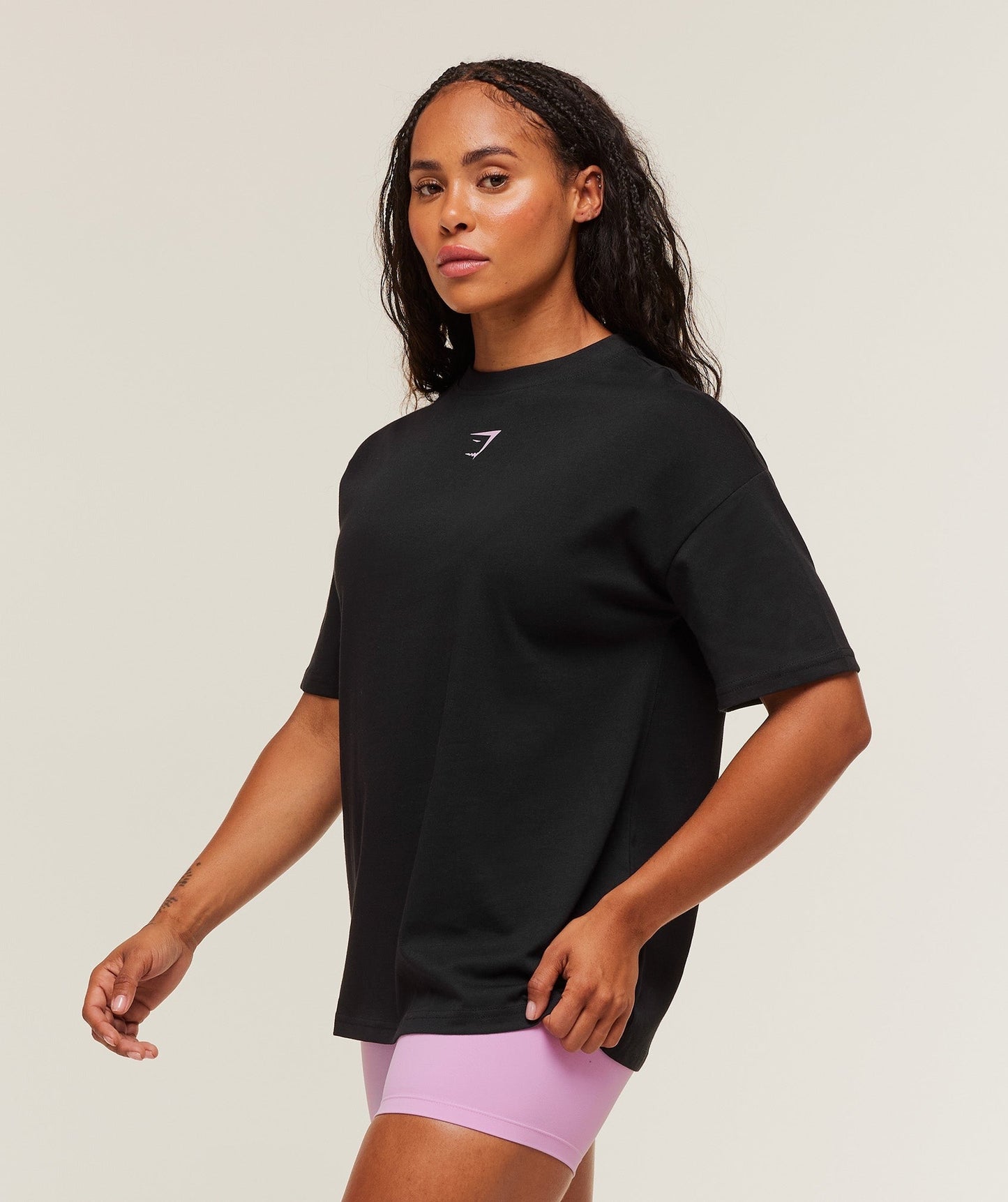 Gymshark GS Power Oversized T-Shirt - Black/Warm Lilac