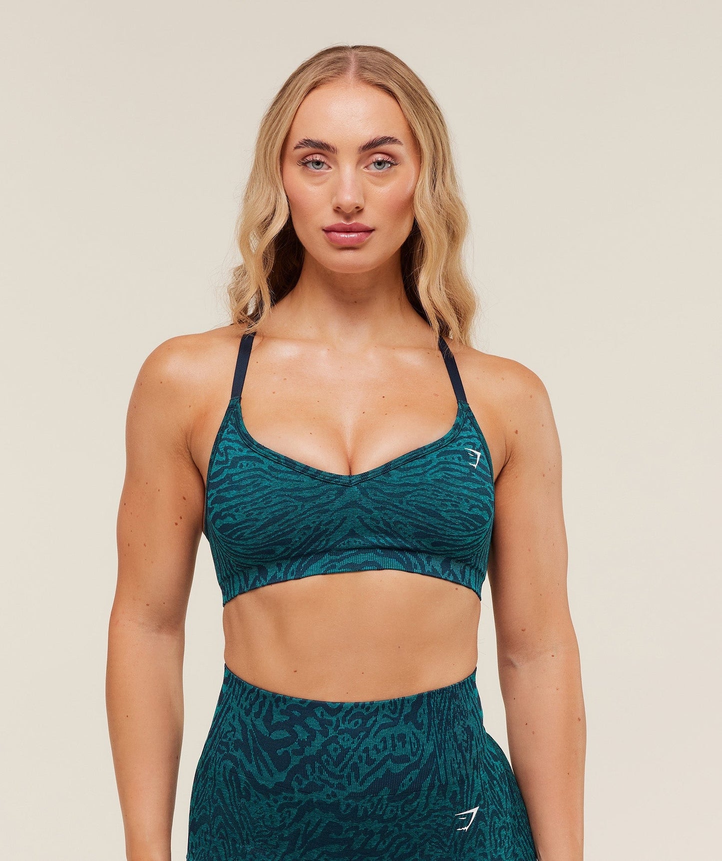Gymshark Adapt Animal Seamless Sports Bra - Navy/Brand Blue
