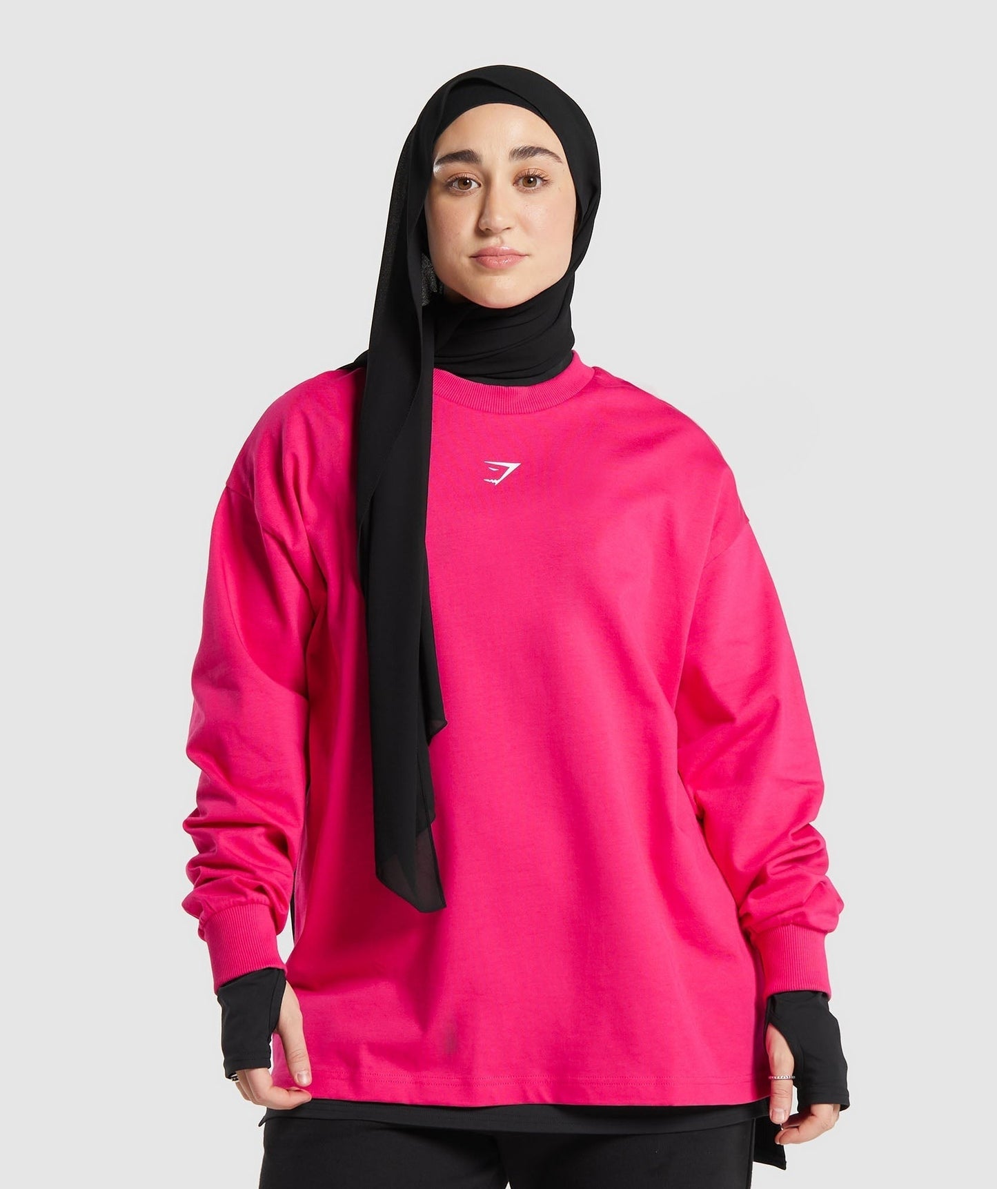 Gymshark GS X Leana Deeb Graphic Oversized Long Sleeve Top - Impact Pink