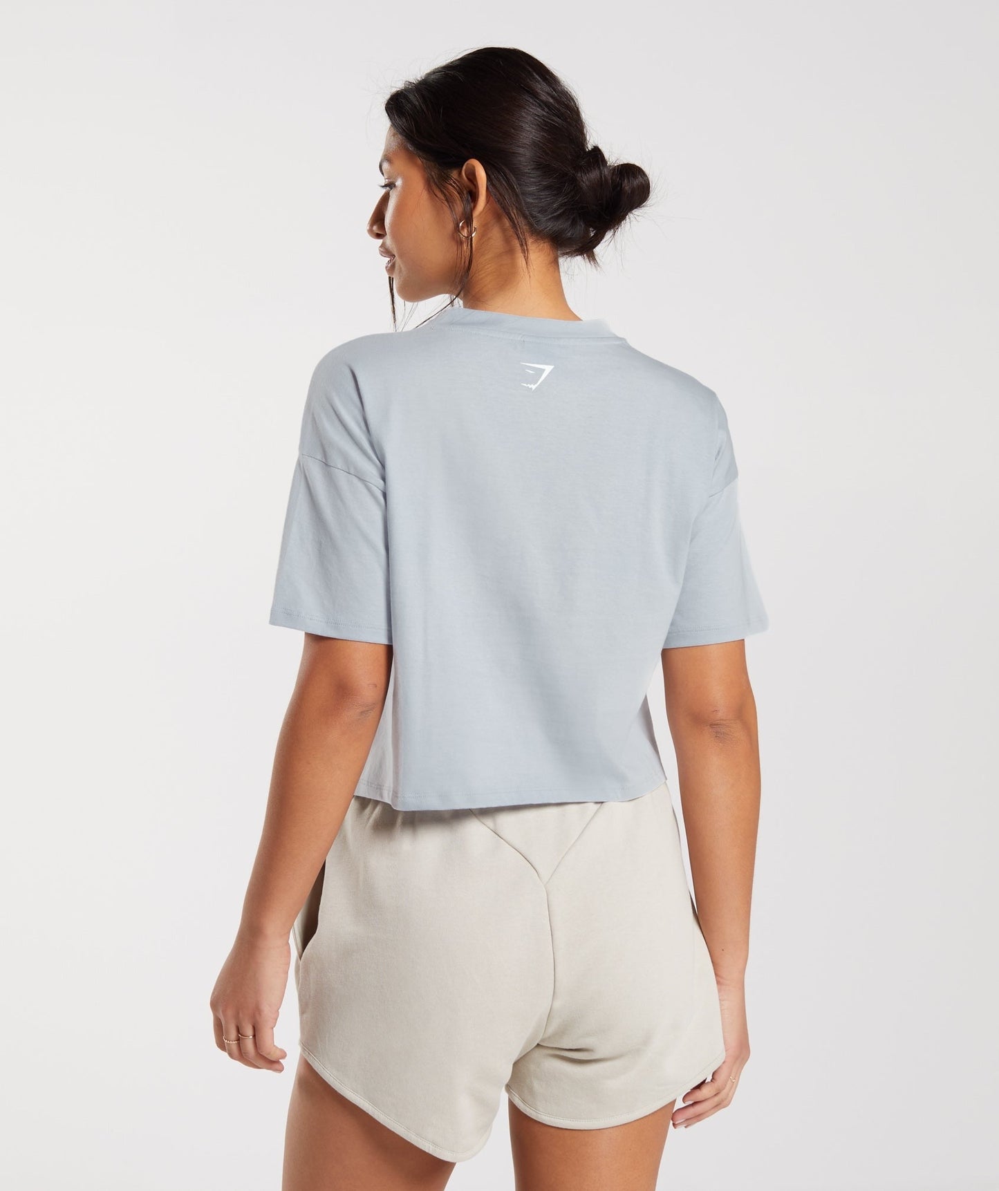 Gymshark Embroidered Graphic Midi T-Shirt - River Stone Grey