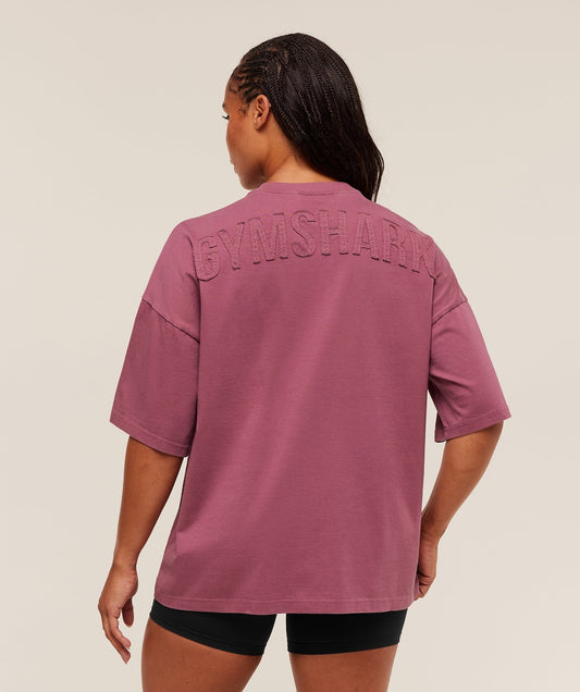 Gymshark Power Washed Oversized T-Shirt - Reset Pink/Acid Wash