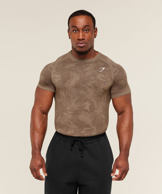 Gymshark Geo Seamless T-Shirt - Lifestyle Brown / Archive Brown