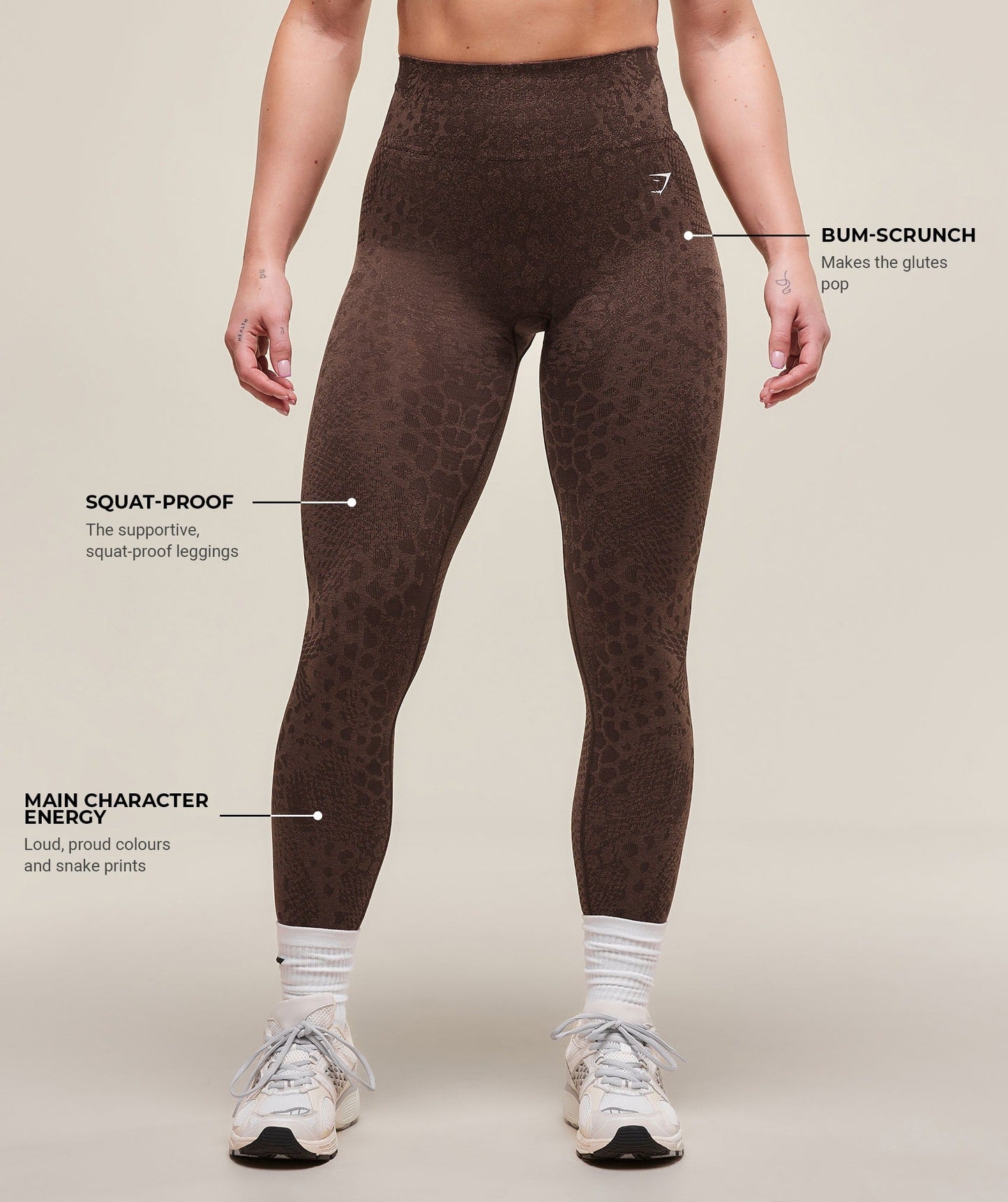 Gymshark Adapt Animal X Whitney Seamless Leggings - Brown