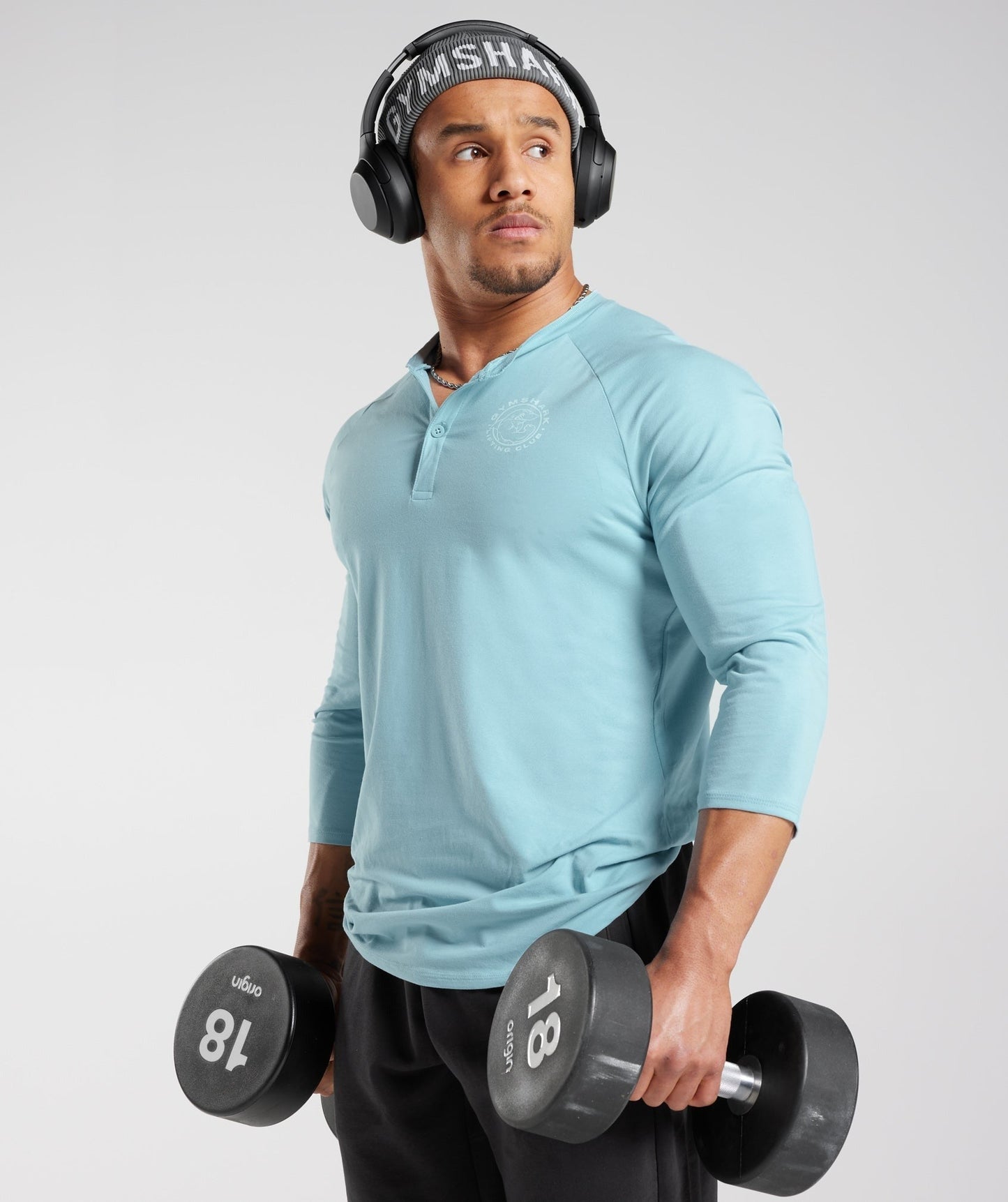 Gymshark Legacy Henley Top - Iceberg Blue