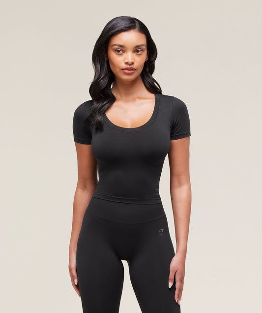 Gymshark Soft Sculpt Midi T-Shirt - Black