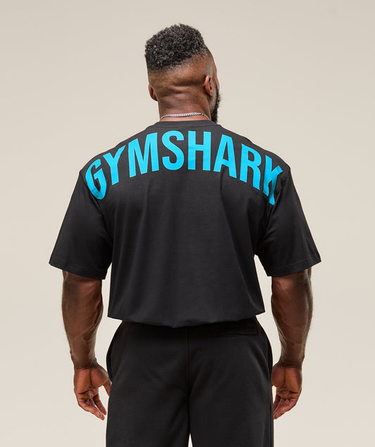 Gymshark Power T-Shirt - Black/Brand Blue