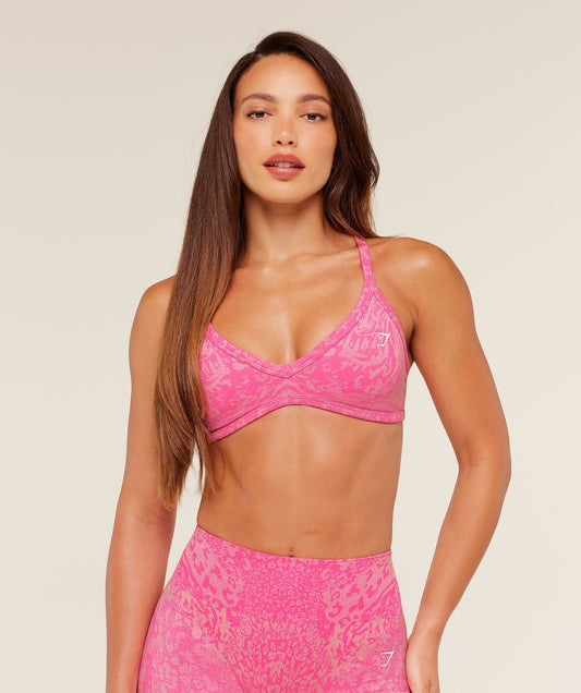 Gymshark Adapt Animal X Whitney Sports Bra - Electric Pink / Sorbet Yellow