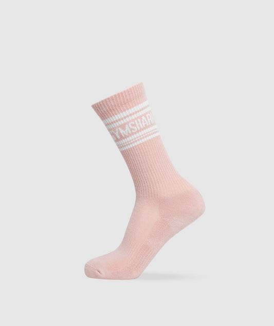Gymshark Stripe Crew Single Sock - Light Pink/White