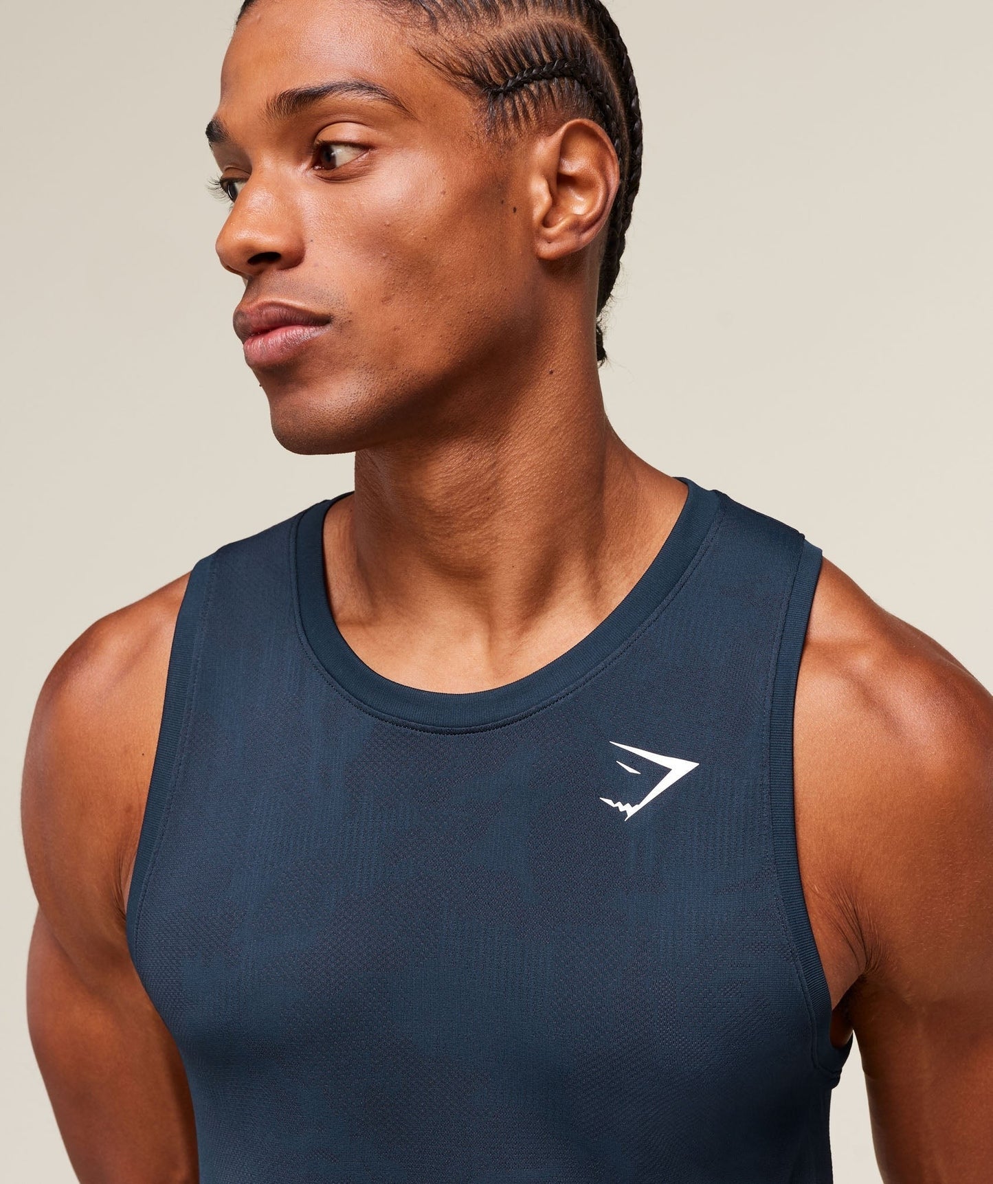 Gymshark Geo Seamless Tank - Navy/Heavy Blue