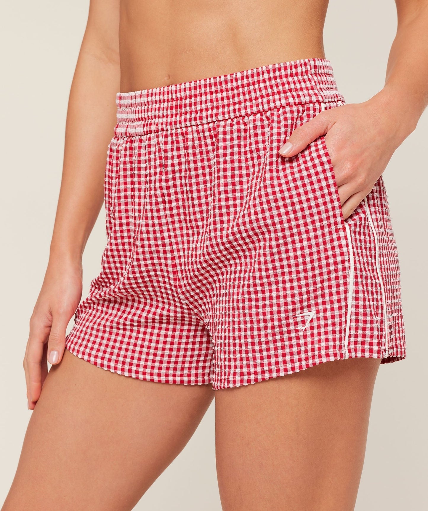 Gymshark Gingham Shorts - Carmine Red/Soft White