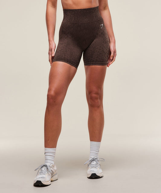 Gymshark Adapt Animal X Whitney Seamless Shorts - Soft Brown/Archive Brown