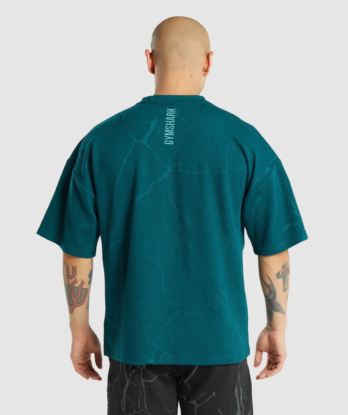 Gymshark Power Short Sleeve Crew - Teal Print