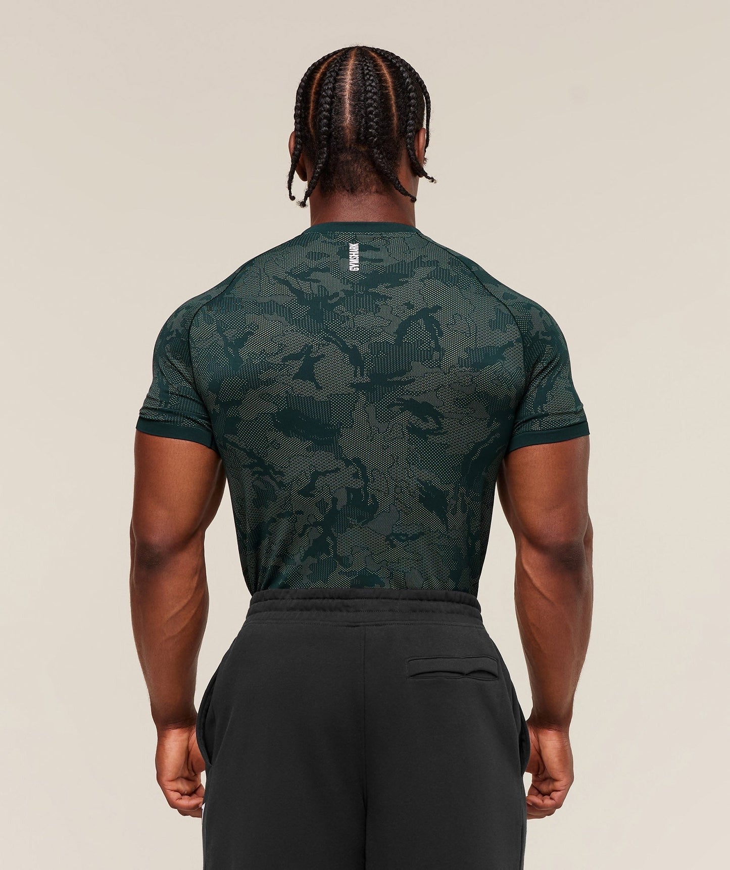 Gymshark Geo Seamless T-Shirt - Deep Petrol Blue/Unit Green