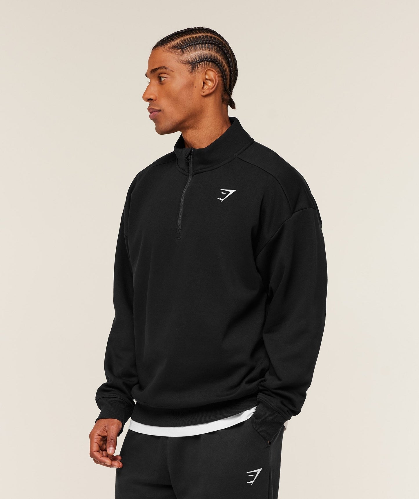 Gymshark Crest Oversized 1/4 Zip - GS Black