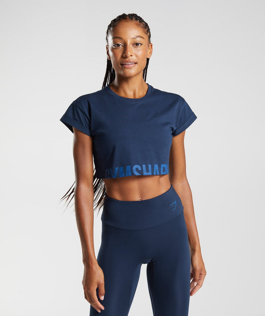 Gymshark Fraction Crop Top - Navy