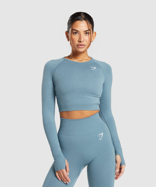 Gymshark Vital Crop Top - Faded Blue Marl