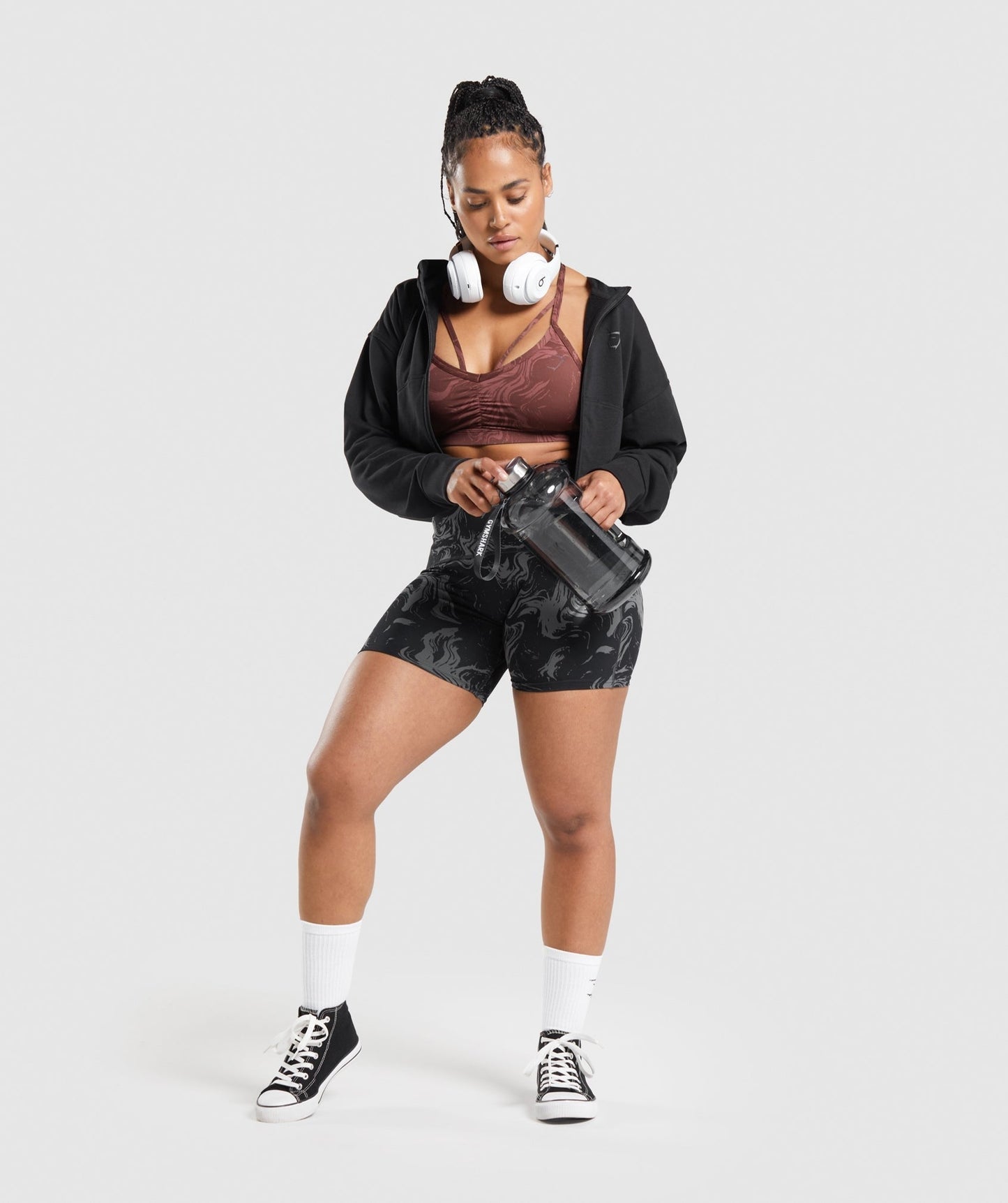 Gymshark GS Power Cropped Zip Hoodie - Black