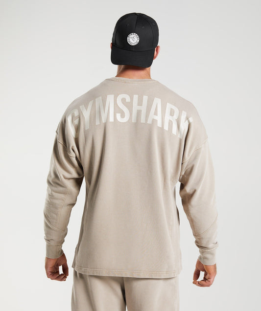 Gymshark Power Washed Crew - Cement Brown