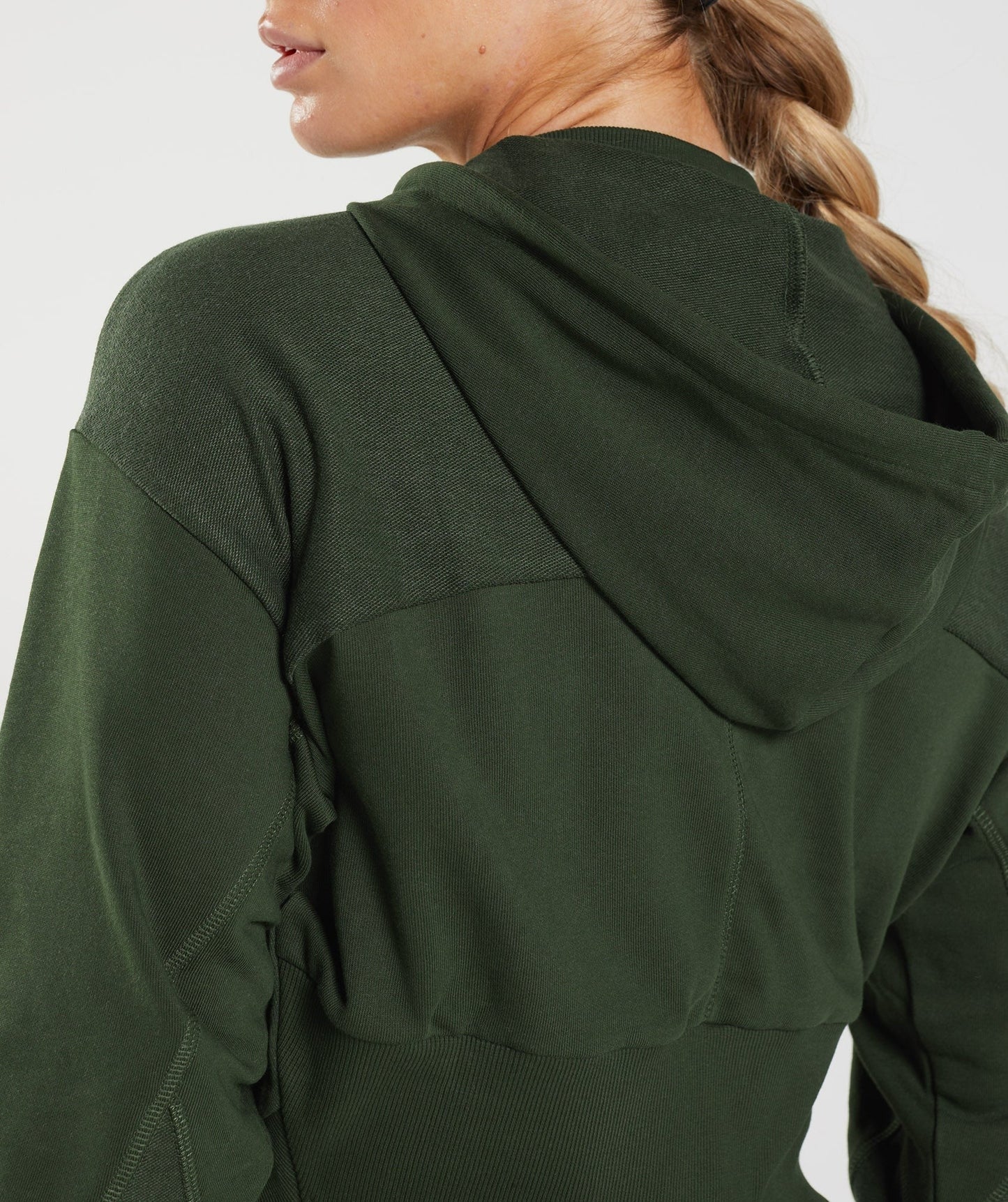 Gymshark GS Power Crop Zip Hoodie - Moss Olive