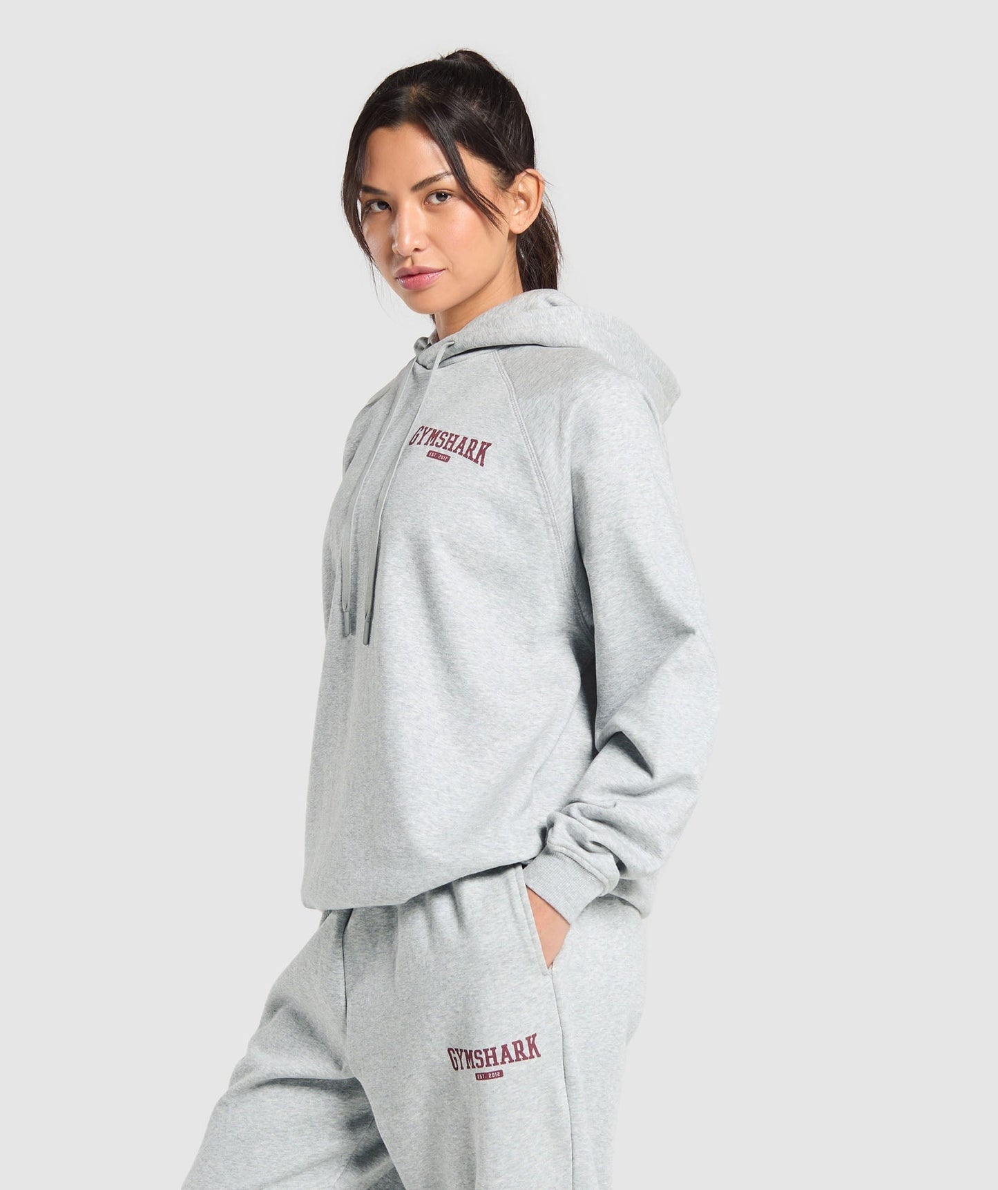 Gymshark Collegiate Lifestyle Hoodie - Light Grey Core Marl