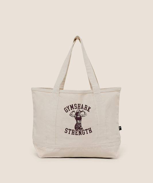 Gymshark Strength Graphic Tote Bag - Ecru White