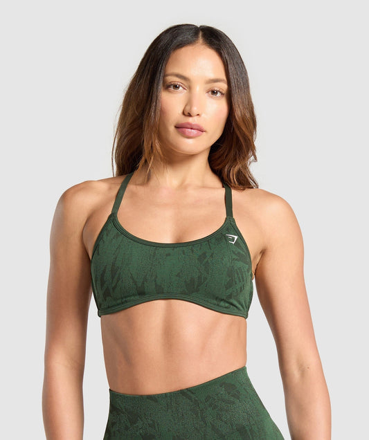 Gymshark Adapt Camo Cross Back Sports Bra - Trail Green/Classic Green