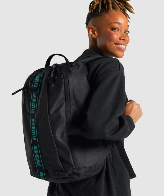 Gymshark Taped Logo Backpack - Black/Teal