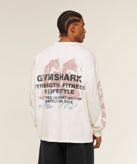 Gymshark Strength Fitness & Lifestyle Long Sleeve T-Shirt - Soft White