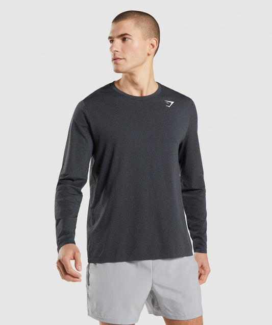 Gymshark Arrival Seamless Long Sleeve T-Shirt - Black Marl