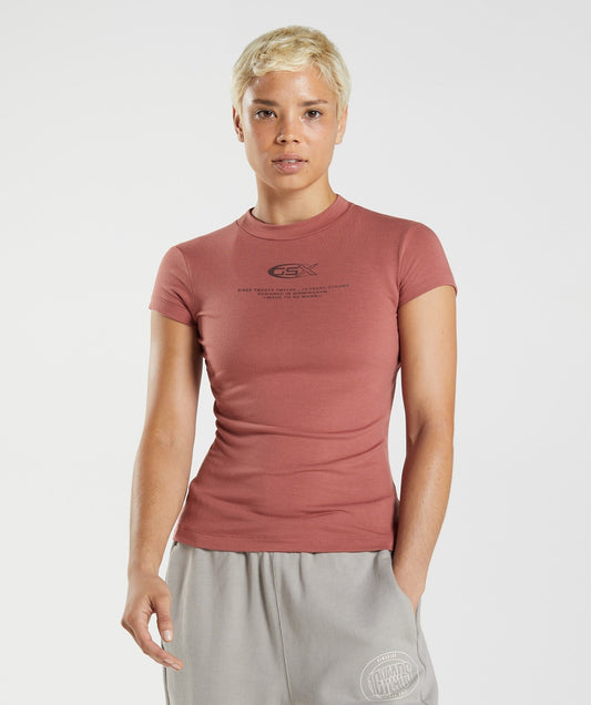 Gymshark GS10 Year Body Fit T-Shirt - Rose Brown