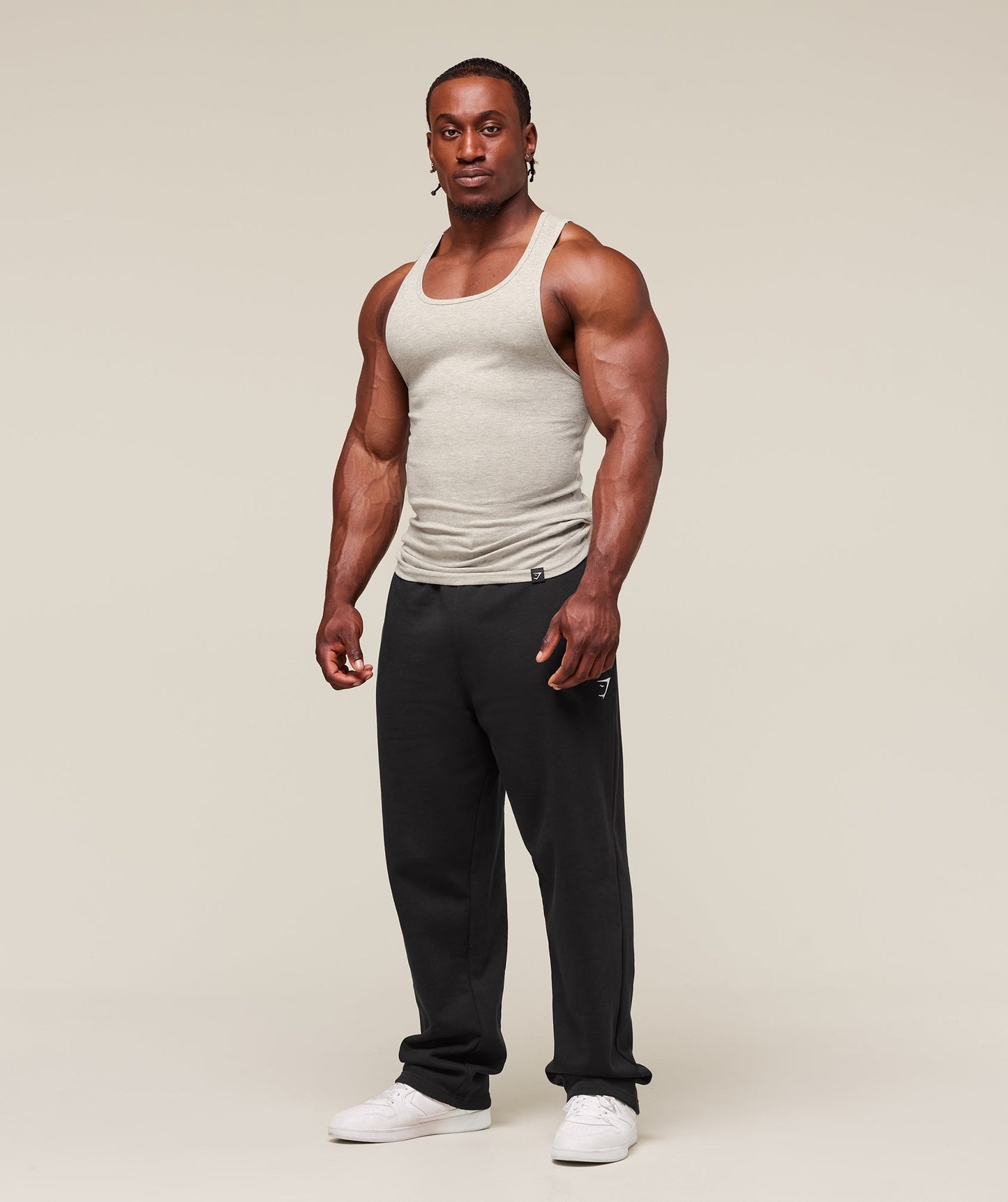 Gymshark Ribbed Tank 3pk - White/Black/Stone Grey Marl