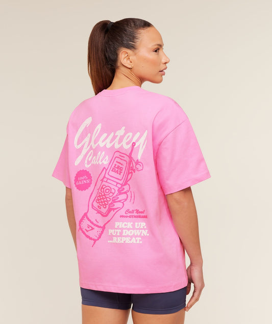 Gymshark Glutey Calls Graphic T-Shirt - Focus Pink