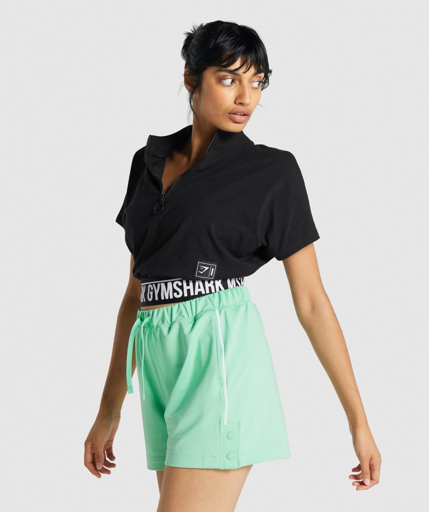 Gymshark Recess Crop 1/2 Zip Tee - Black