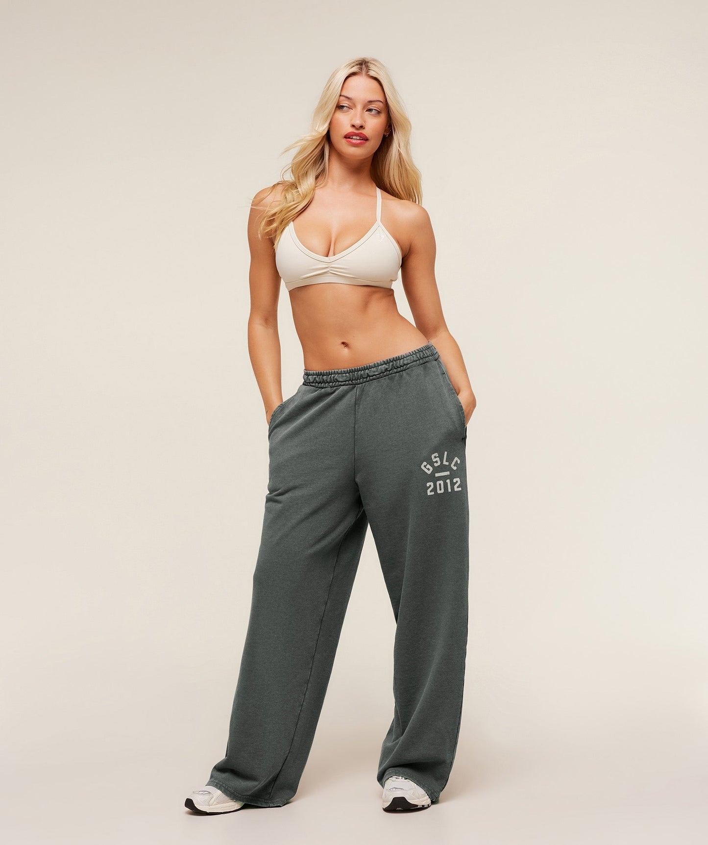 Gymshark Lifting Club 2012 Graphic Wide Leg Joggers - Slate Teal/Wash