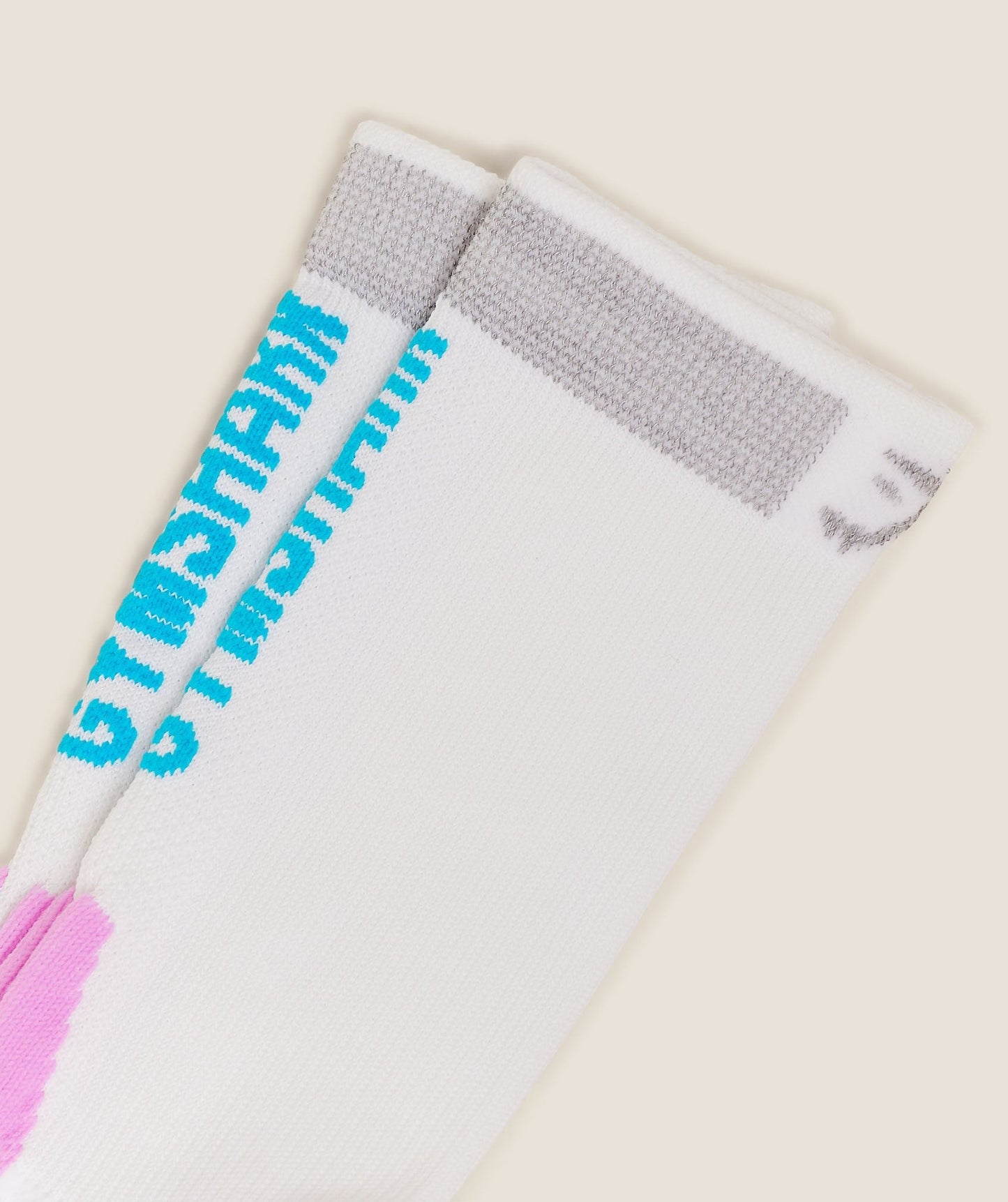 Gymshark Running Elite Crew Sock Single - White/Brand Blue/Sour Pink