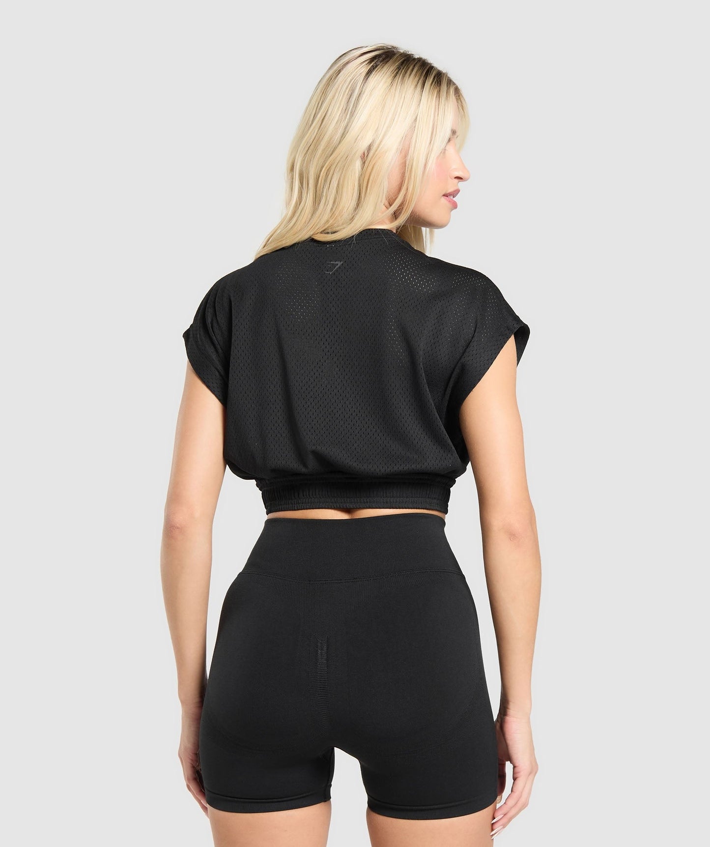 Gymshark Mesh Graphic Crop Top - Black