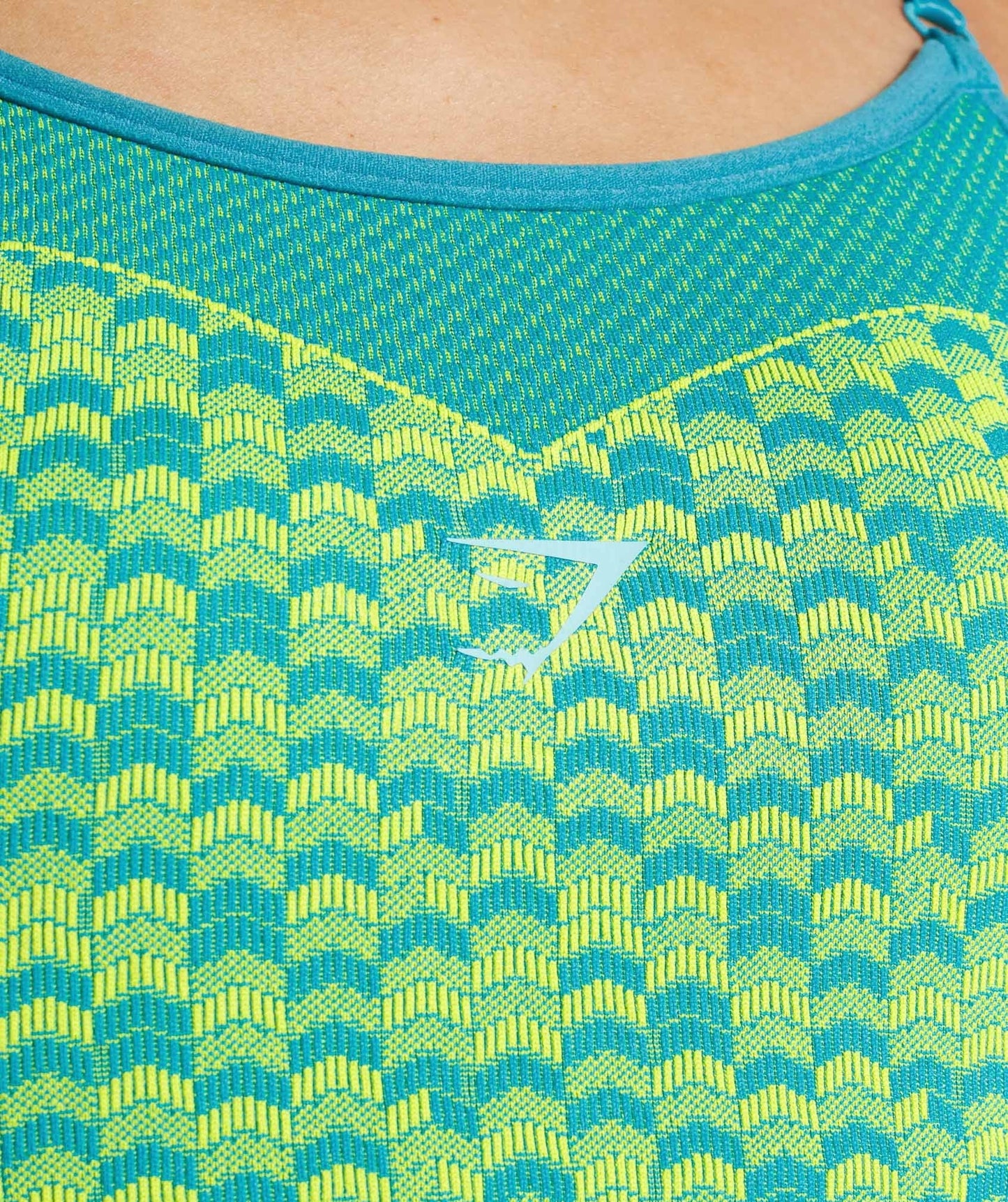 Gymshark WTFlex Seamless Strappy Sports Bra - Chevron | Blue