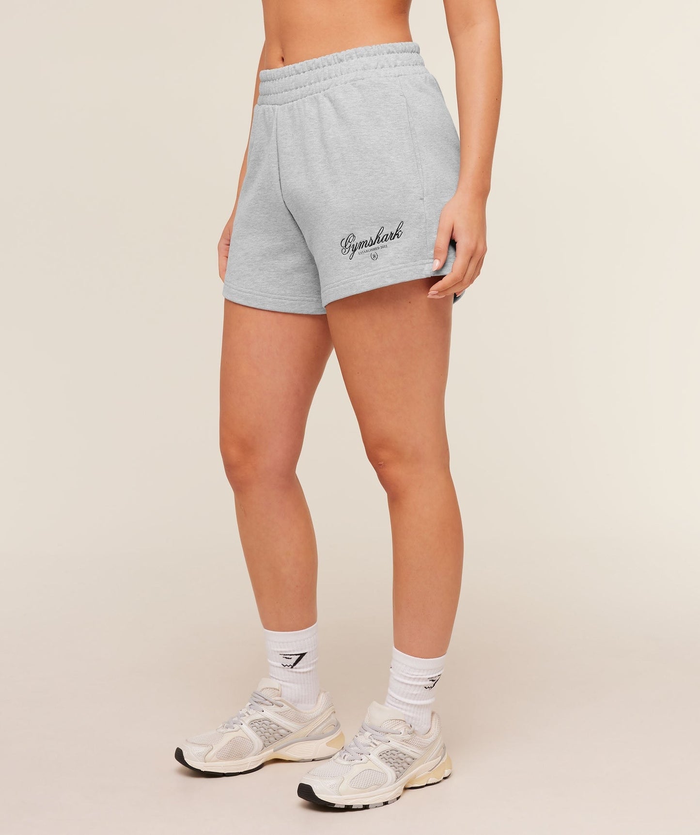 Gymshark Script Embroidery Shorts - Light Grey Core Marl