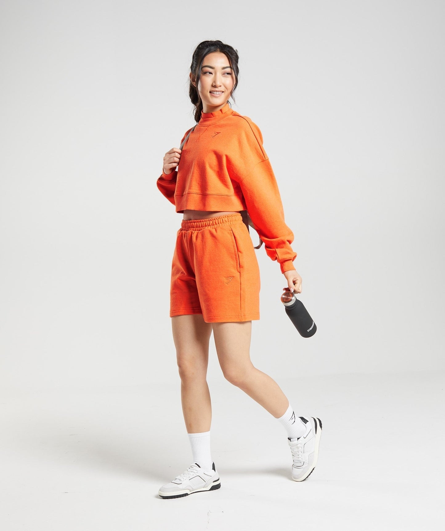 Gymshark Rest Day Sweats Cropped Pullover - Blaze Orange Marl