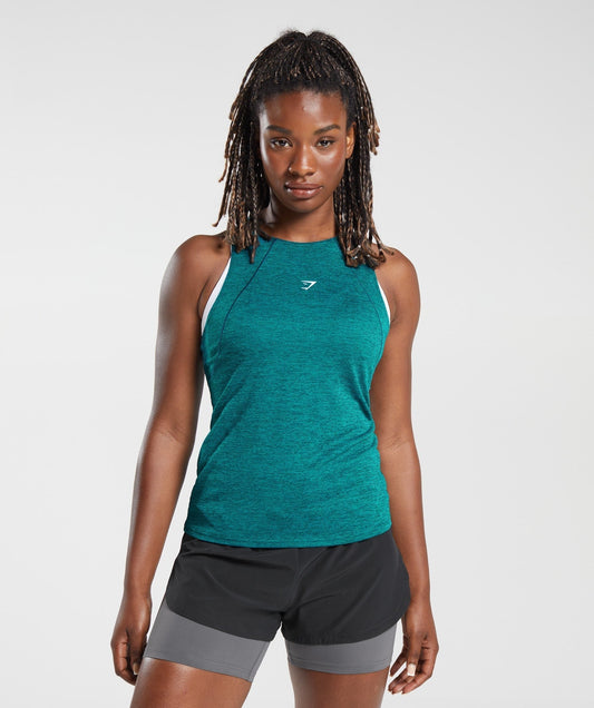 Gymshark Running Tank - Smokey Teal/Seafoam Blue Marl