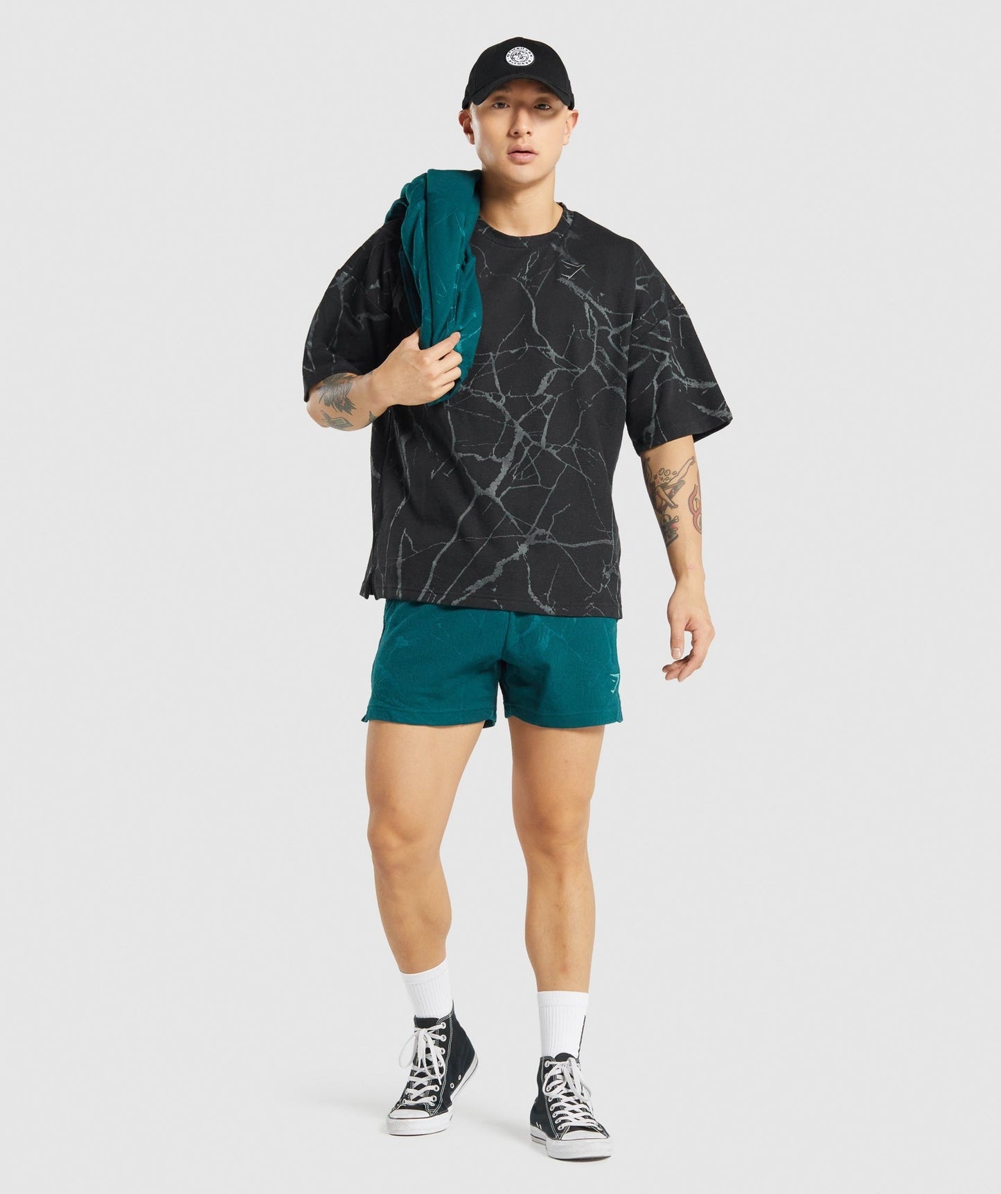 Gymshark Power 5" Shorts - Teal Print