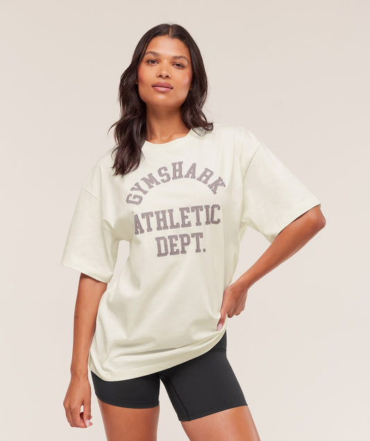 Gymshark Athletic Department Oversized Graphic T-Shirt - Soft White