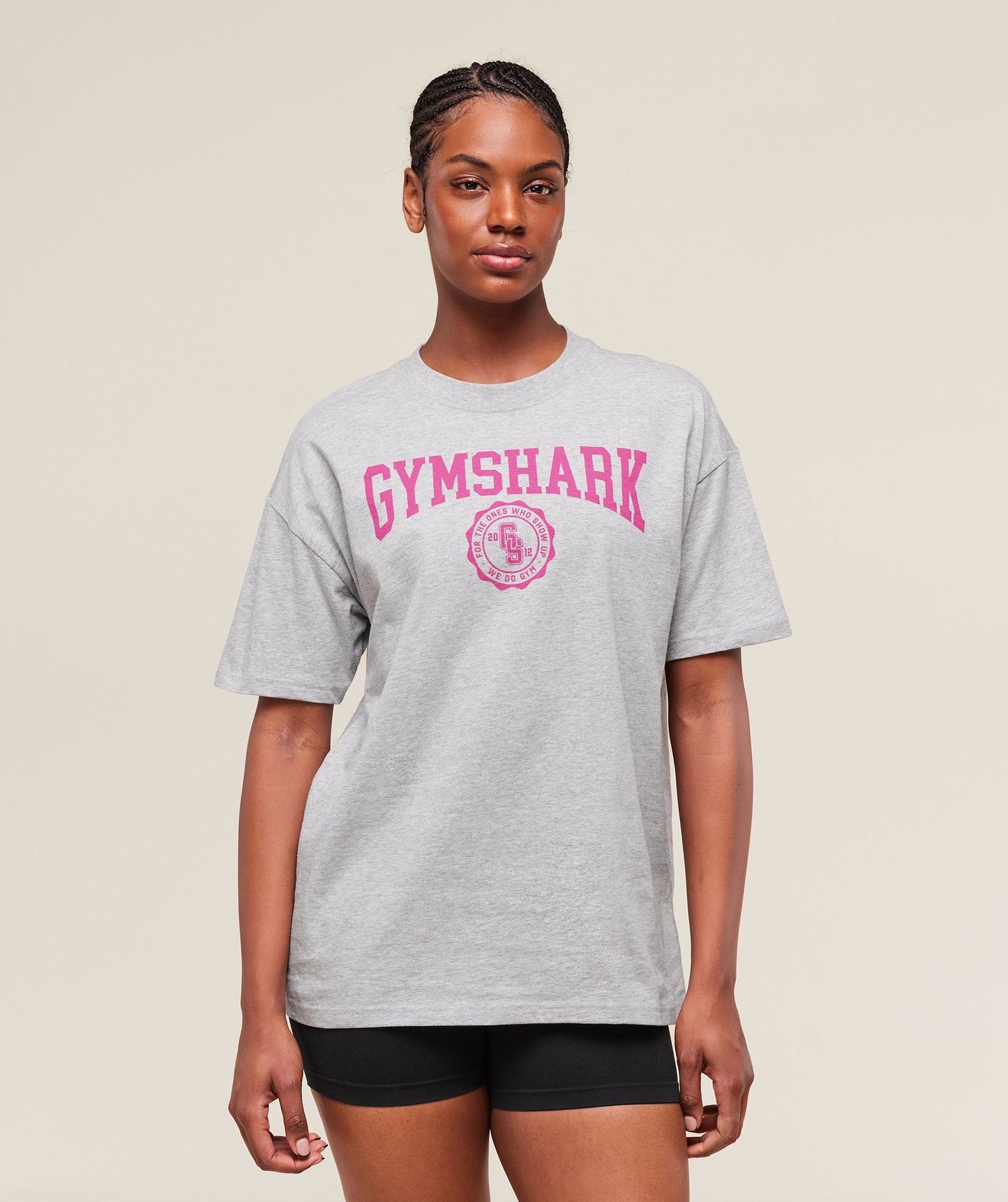 Gymshark Collegiate Graphic T-Shirt - Light Grey Core Marl