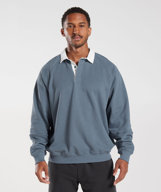 Gymshark Rest Day Essentials Sweat Polo - Evening Blue