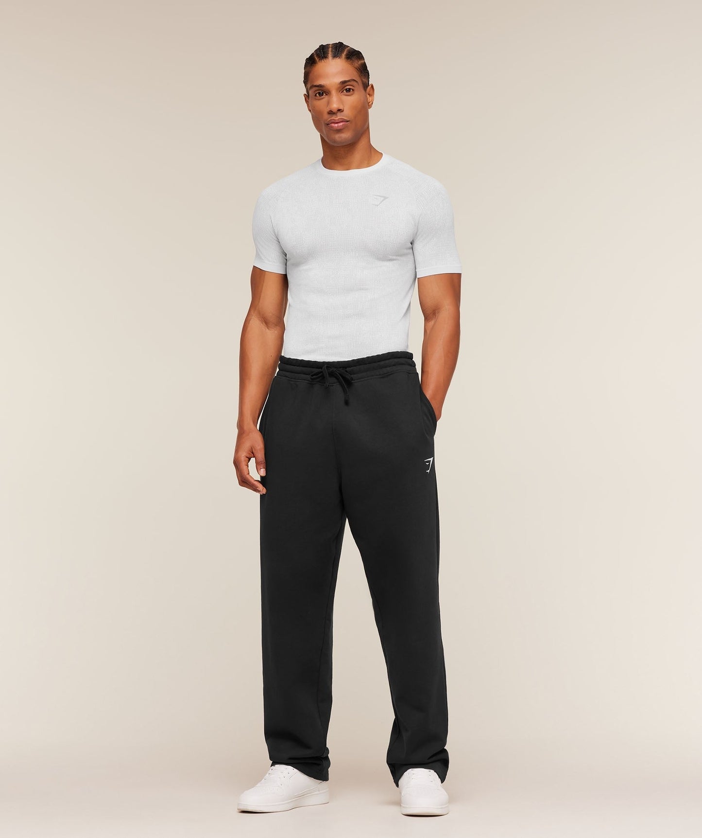 Gymshark Geo Seamless Grid T-Shirt - White/Silver Grey