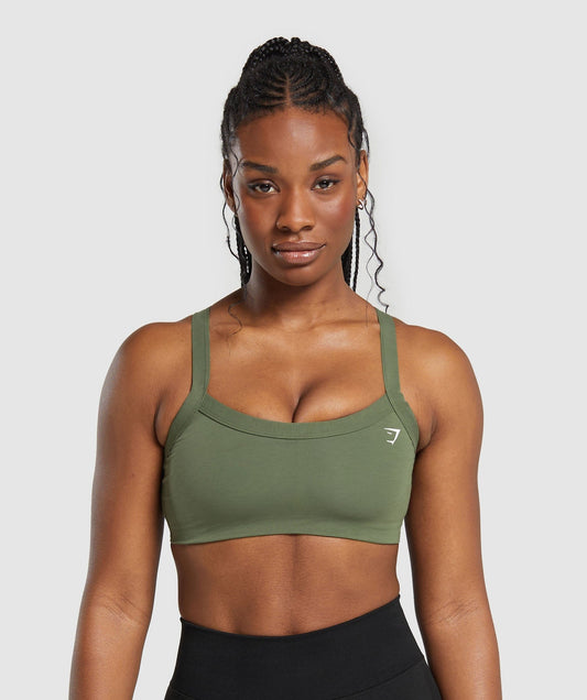 Gymshark Cotton Lifting Sports Bra - Core Olive
