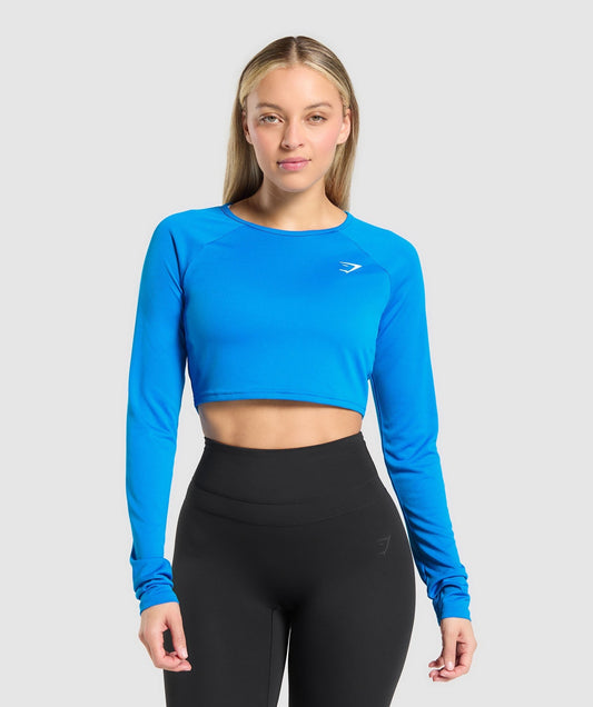 Gymshark Training Long Sleeve Crop Top - Barbell Blue