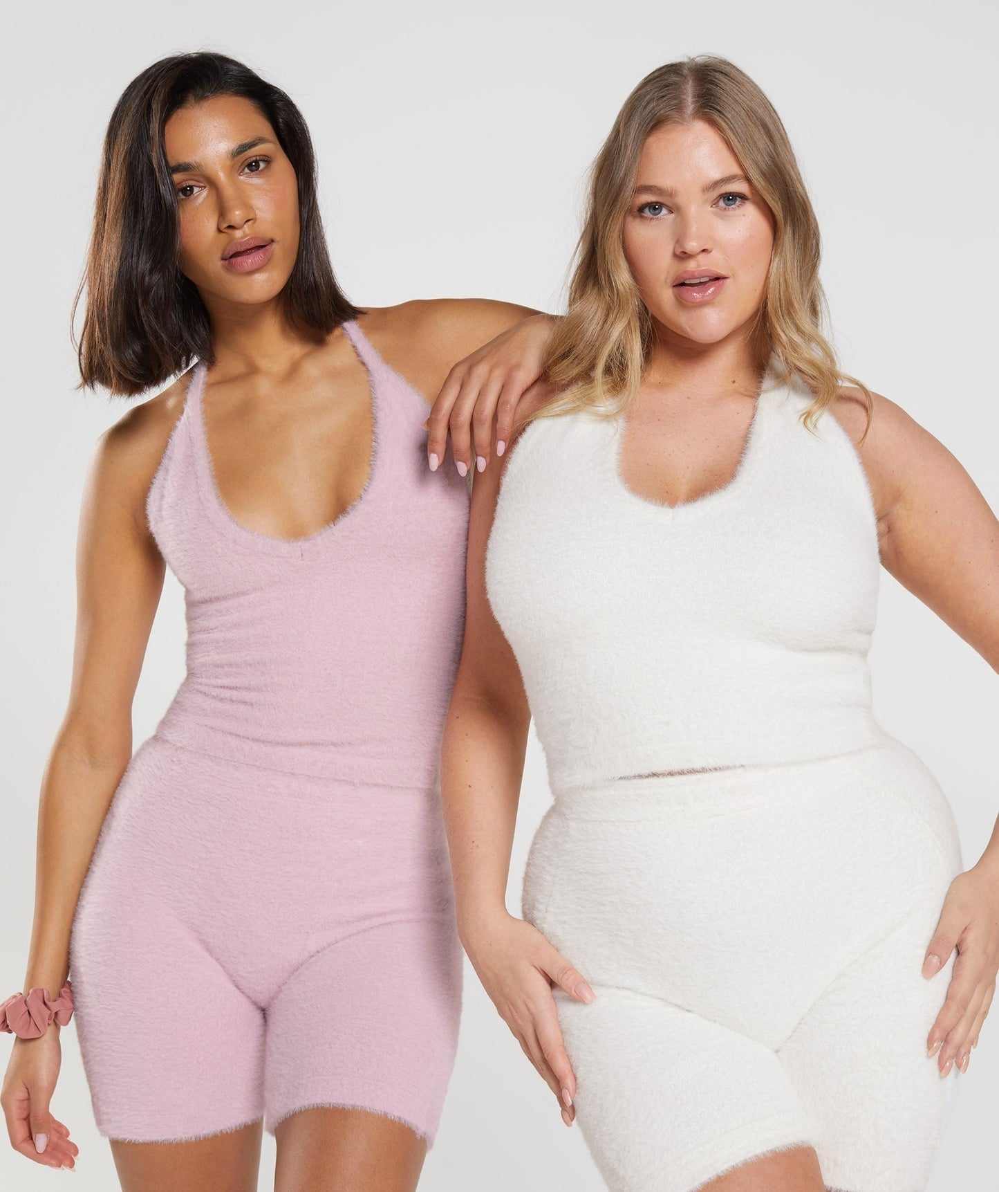 DNU Gymshark Whitney Eyelash Knit Midi Halter Top - Pressed Petal Pink