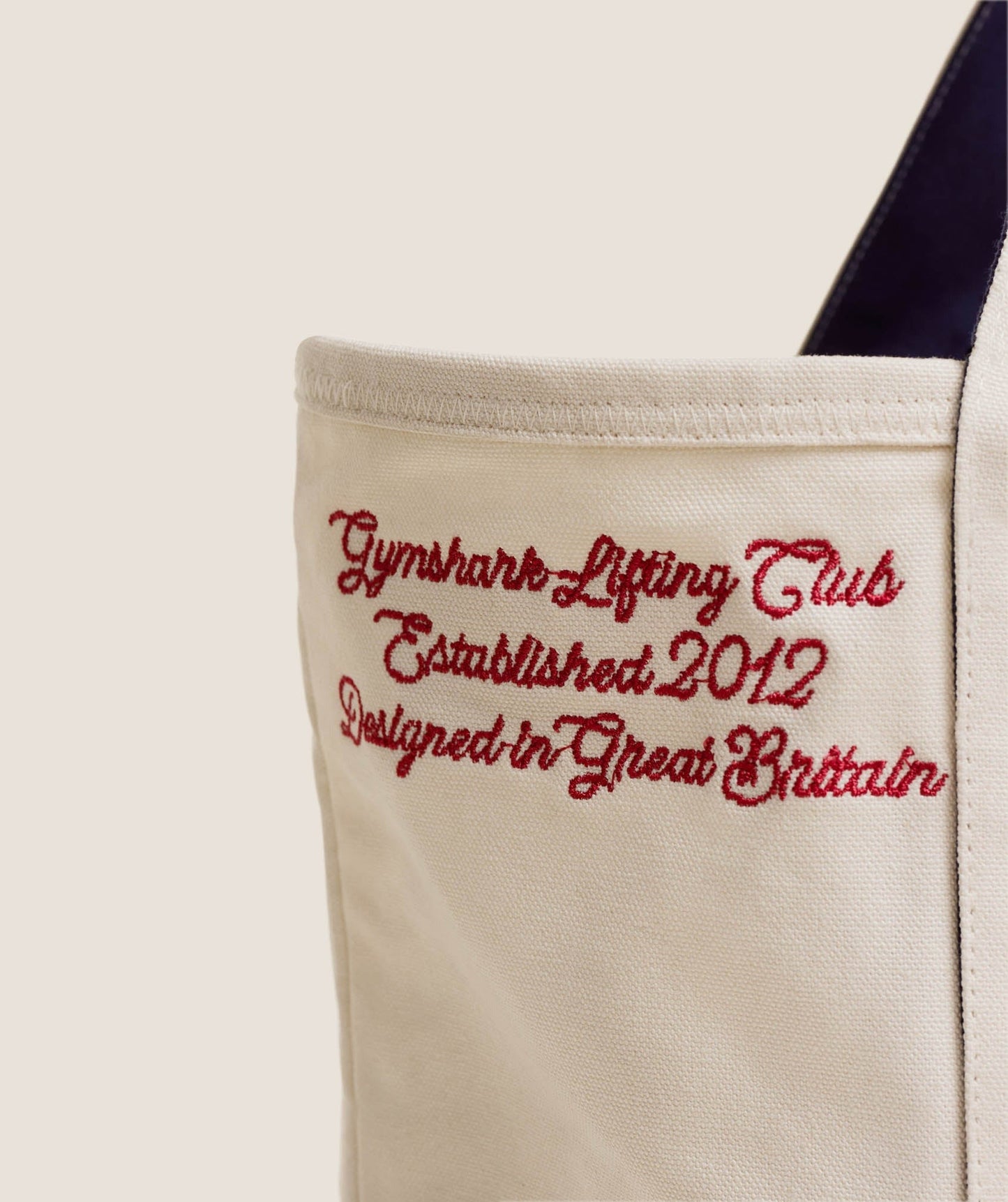 Gymshark Collegiate Tote Bag - Heavy Blue/Oat White/Athletic Burgundy