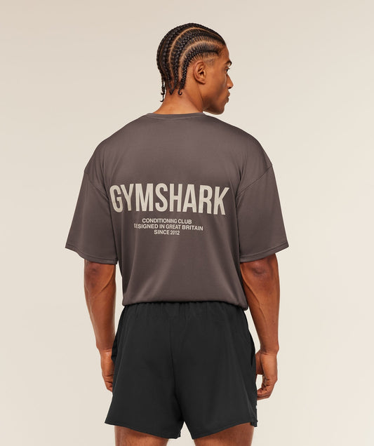 Gymshark Conditioning Club Oversized T-Shirt - Cool Brown/Tinted White